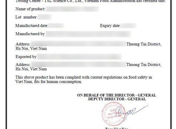 Cấp giấy chứng nhận y tế (Health Certificate) thực phẩm