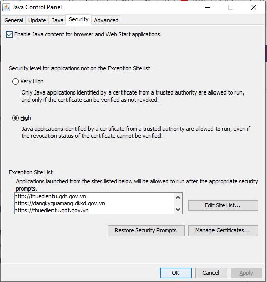 Sửa lỗi Application Blocked by Java Security 