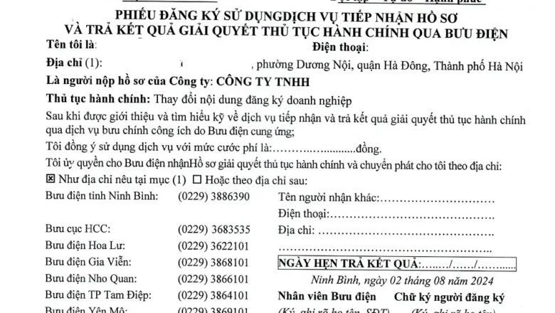 Nhận kết quả ĐKKD tại Ninh Bình