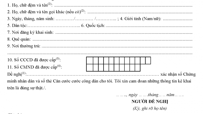Thủ tục xác nhận số CMND