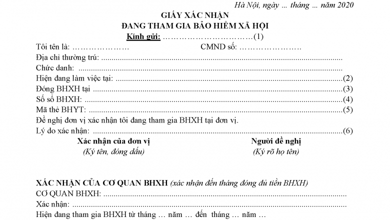 Xác nhận đang tham gia BHXH