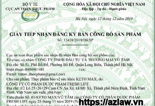 Đăng ký bản công bố thực phẩm