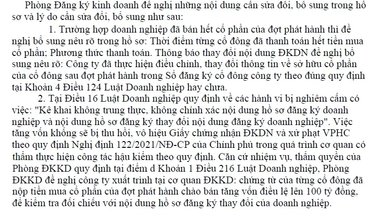Thời hạn góp vốn khi tăng vốn điều lệ