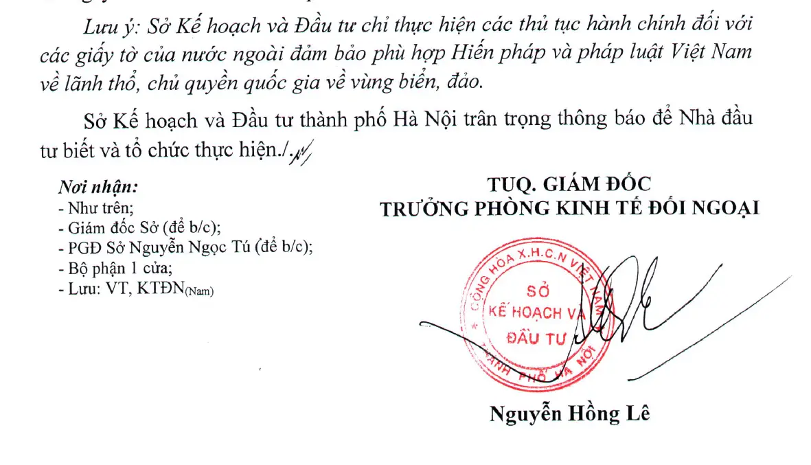 Không chấp nhận hộ chiếu E khi thực hiện thủ tục đầu tư tại Hà Nội