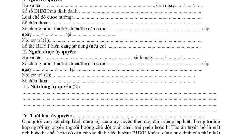 Uỷ quyền lãnh bảo hiểm xã hội